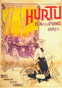 Hurtuの車と自転車の広告、c1900s 作： Unbekannt