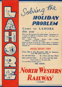 1936年、ラホールへの旅行を促進するノースウエスタン鉄道の広告。