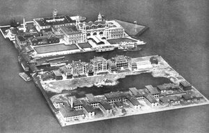 エリス島移民局、ニューヨーク、アメリカ合衆国の航空写真1926 作： Unbekannt
