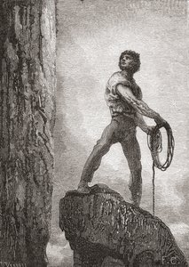 ギュスターヴ・ドーアの作品にちなんで、ヴィクトル・ユーゴーの「海の荒くれ者たち」（1885年発行の「ギュスターヴ・ドーアの生涯と追憶」より）。 作： Unbekannt