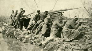 雨上がり：セルビアの歩兵...洪水、第一次世界大戦、c1915、c1920。
