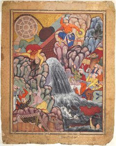 ハムザ・ナマの第11巻から、車輪の鎖の下を裂くアラムシャー...、c。 1560〜1570 作： Unbekannt