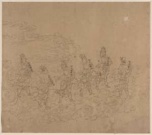 道教と仏教のテーマのアルバム: 道教の神々の行列: リーフ 24、1200 年代。 作： Unbekannt