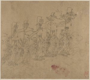 道教と仏教のテーマのアルバム: 道教の神々の行列: 葉 5 , 1200s. 作： Unbekannt