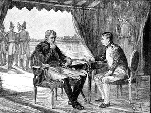 アレクサンドル1世ロシアとナポレオン1世フランスのティルシットボナパルト、1807年c1880