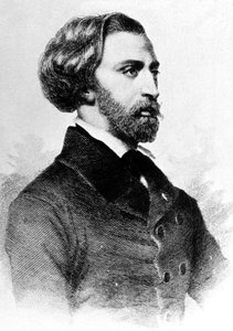 アルフレッド・ド・ミュッセ（1810-1857）フランスの詩人・作家、エングレーヴィング、1854年頃 作： Unbekannt