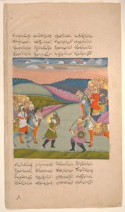 戦場のアリとオマル、ハムラ・イ・ハイダリのフォリオ、1820年頃。 作： Unbekannt