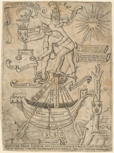 皇帝と教皇の寓話、c。 1495年。 作： Unbekannt