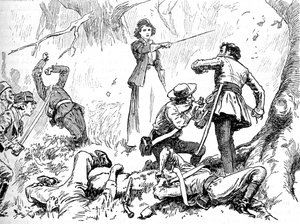 反乱軍の間には若い女性がいた、1902 作： Unbekannt