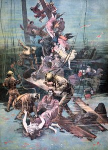 サンタンデールでの事故、ダイバーは犠牲者の身体を探している、1893 作： Unbekannt
