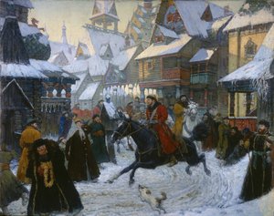 古代ロシアの町。騎手、1910年代 作： Unbekannt