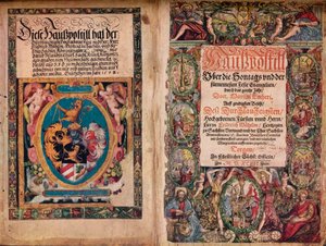 初期のサインアルバム：マーティンルターの作品からのハウスポスティル、c1550 作： Unbekannt