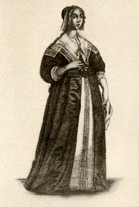 1640年、1937年、ハウスドレスを着たイギリス人女性。 作： Unbekannt