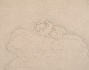 一対の桃を持つ雲の上の不死身、20 世紀。 作： Unbekannt