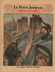 脱出したチンパンジー、1930年。 作： Unbekannt