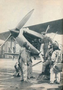 フリントシャーのシーランド飛行場で生徒にエンジンの詳細を説明するインストラクター、c1936 c1937 作： Unbekannt