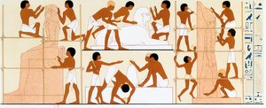 彫像に取り組んでいる古代エジプトの彫刻家、c1842-1845