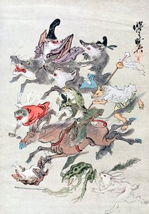 20世紀の狩猟シーンにおける動物とアンビビアン 作： Unbekannt