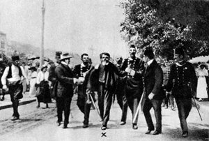Gavrilo Principの逮捕、1914年の大公Franz Ferdinandの暗殺者