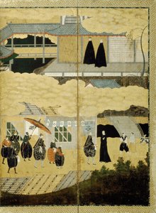 ポルトガル船の到着。南蛮スクリーン。詳細：日本人クリスチャン1600 作： Unbekannt