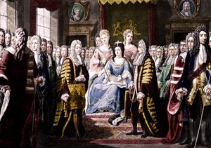 アン女王にコミッショナーから贈られた1706年の統一条項 作： Unbekannt