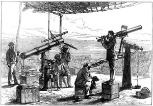 1872年、日食を待っている天文学者、インド 作： Unbekannt