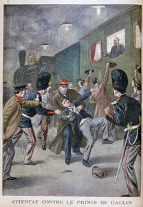 1900年、ブリュッセルのプリンスオブウェールズ、エドワードへの攻撃の試み 作： Unbekannt