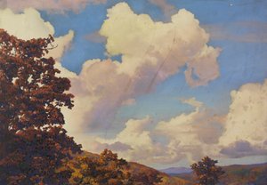 秋の山の風景、nd 作： Unbekannt