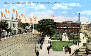 Avenida Saenz Pena and Plaza Casanave、カヤオ、ペルー、c1900s 作： Unbekannt