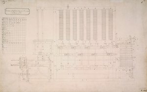 バベッジ・エンジン、ディファレンス・エンジンNo.2の側面の図面 作： Unbekannt