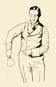 右側からのバックハンドサービス、1902年。 作： Unbekannt