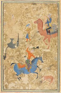 Bahram GurとAzada、Firdausi 940-1019または1025、1500年代のShahnama Book of Kingsから。 作： Unbekannt