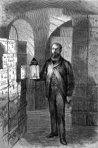 イングランド銀行の金庫室にある紙幣店、c1870