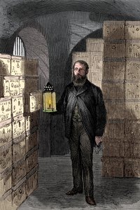 イングランド銀行の金庫室にある紙幣店、c1870 作： Unbekannt