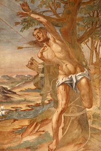 サンタ・カテリーナ大聖堂、ガラティーナ、アプリア州 回廊のフレスコ画 1696年にグラヴィーナのブラジョセフが描いたもの、ガラティーナ、イタリア 作： Unbekannt