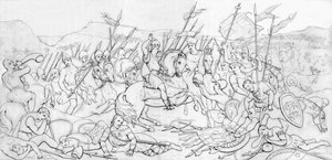 ヘイスティングスの戦い、1066年、1835年。 作： Unbekannt