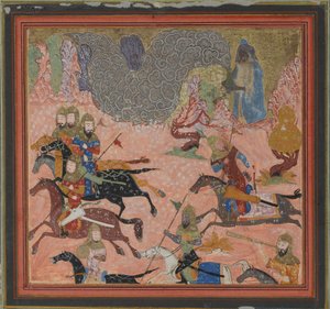 マジシャン、バズールは闇と嵐を起こし、フォリオはシャーナーマから...、ca. 1430-40。 作： Unbekannt