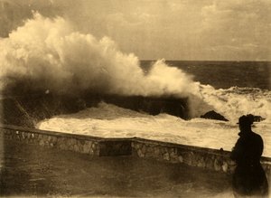 ビアリッツ-Rocher de la Vierge、c1930の堤防での波の効果。 作： Unbekannt