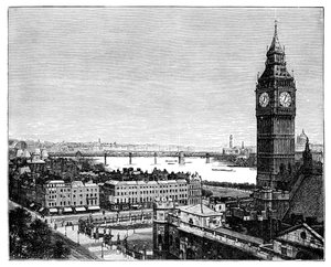 ビッグベンと国会議事堂、ウェストミンスター、ロンドン、1870 作： Unbekannt