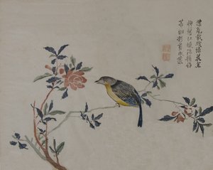 開花枝の鳥、19 世紀。 作： Unbekannt