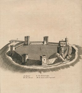 オックスフォードシャー、c1800のオックスフォード城の鳥瞰図 作： Unbekannt