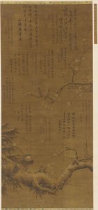 雪の中の鳥と梅の花、明王朝、1368-1644. 作： Unbekannt