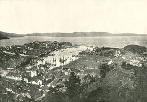 港の眺め、ノルウェー、ベルゲン、1895年。