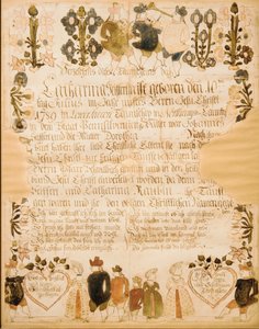 誕生と洗礼の証明書、1789年 作： Unbekannt