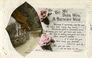 夫から妻への誕生日ポストカード、c1918