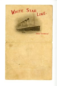 R.M.S.タイタニックの無地のステーショナリー（生存者不明の人からハーズ家に贈られたもの）、1912年頃 作： Unbekannt