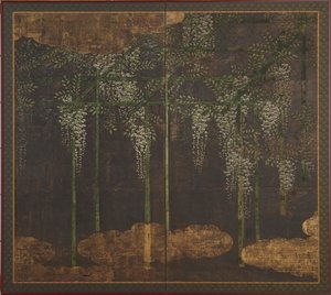 竹垣に咲く藤 桃山時代・16～17世紀