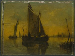 Boats in an Estuary, 17th century.    1206047   ja       japanese Successfully Translated  Original: French Landscape, 1895 Translat: 