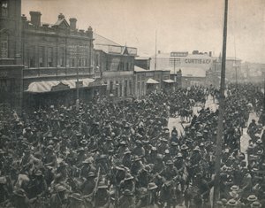 ボーアコマンドーがヨハネスブルグ第二次トランスヴァール戦争、c1900を通過。 作： Unbekannt