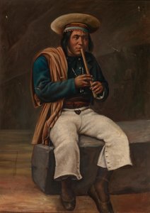 ケナを演奏するボリビアのインド人、カリフォルニア州。 1890-1892。 作： Unbekannt